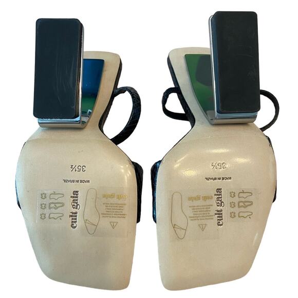 Cult Gaia Rene Cutout Sculpted Illusion Heel Sandal Square Toe Leather Size 35.5 - Picture 10 of 13